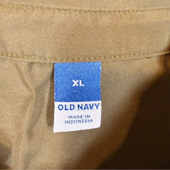 Old Navy Boyfriend Utility Safari Button Up Top Oversized Casual Long Sleeve EUC - Picture 5 of 9